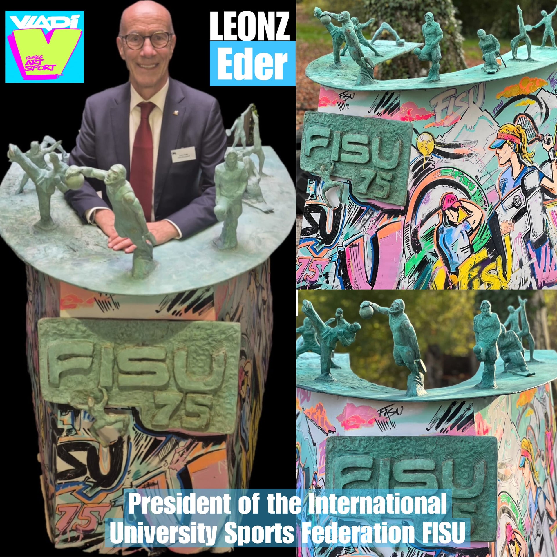 Art VLADI Sport Unveils Unique Bronze Sculpture for FISU’s 75th Anniversary