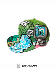 ITACHI  Hat  by Art VLADI —Vi Comics hand-painted pop art comic masterpiece featuring bold diamond graphics and vibrant street style.