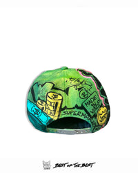 Back view of WOW Diamond Hat 1of1 by Art VLADI — hand-painted pop art hat with comic-style details and bold artistic expression.